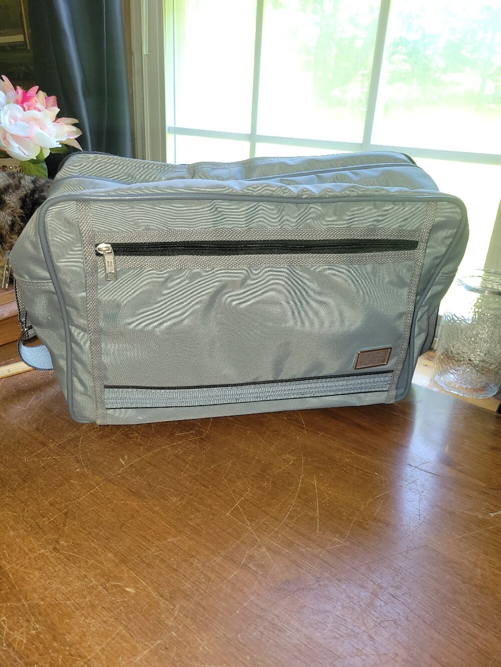 Gray Travel Bag With Sholder Strap 16x11.5x5
